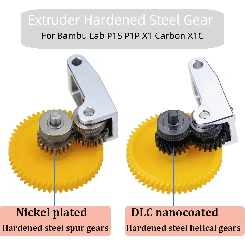 Upgrade Hardened Steel Extruder Gear Assembly For Bambu Lab P1S P1P X1 Carbon X1C 3D Printer Nickel Plating Wear-resisting