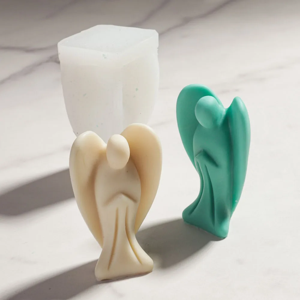 DIY Ángel vela de yeso molde de silicona hecho a mano artesanía abstracta Anegl vela de aromaterapia yeso cera de soja hacer molde decoración regalos