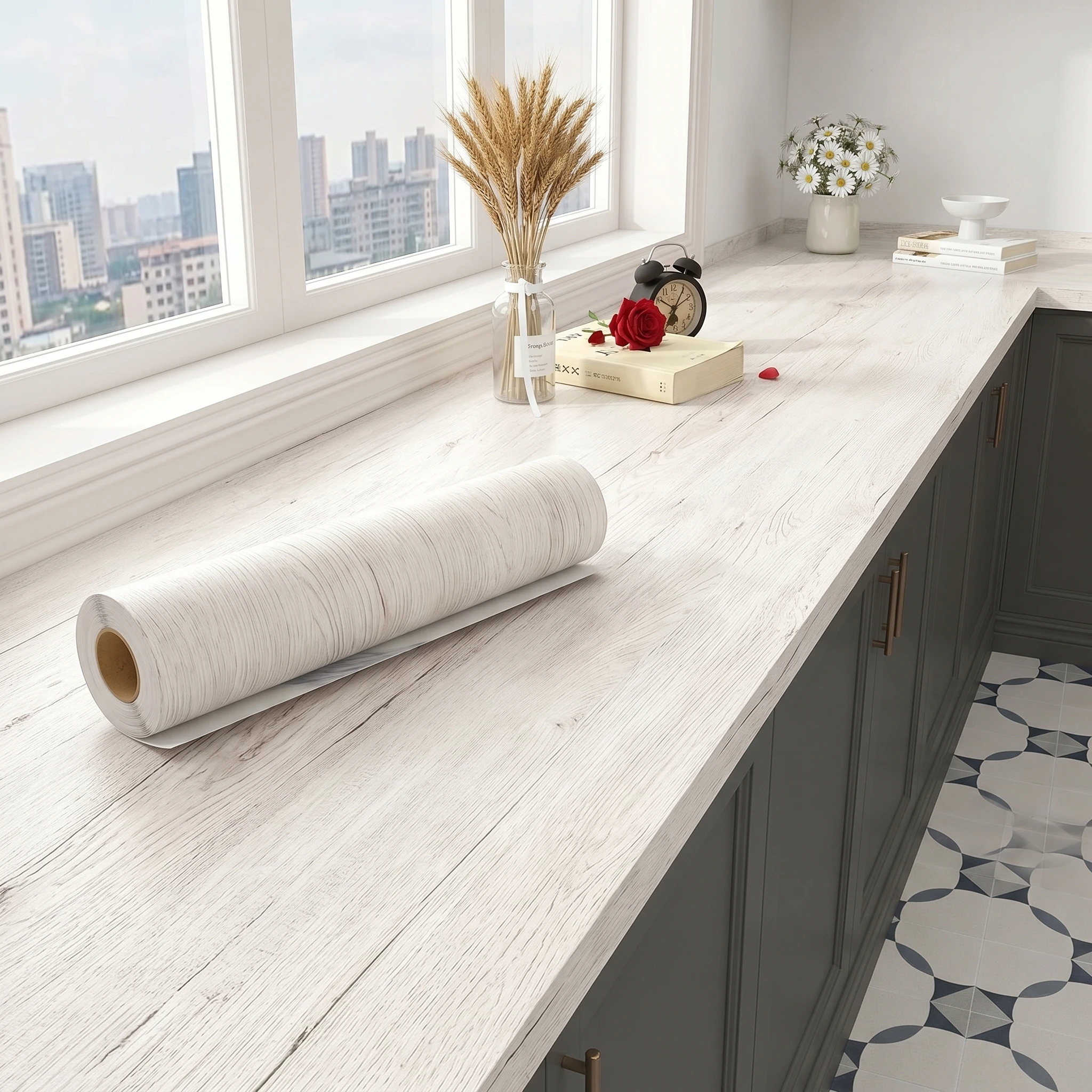 55cm Width Self Adhesive Wood Grain Vinyl Wallpaper PVC Waterproof Stickers for Home Decor Wardrobe Cupboard Table Furniture