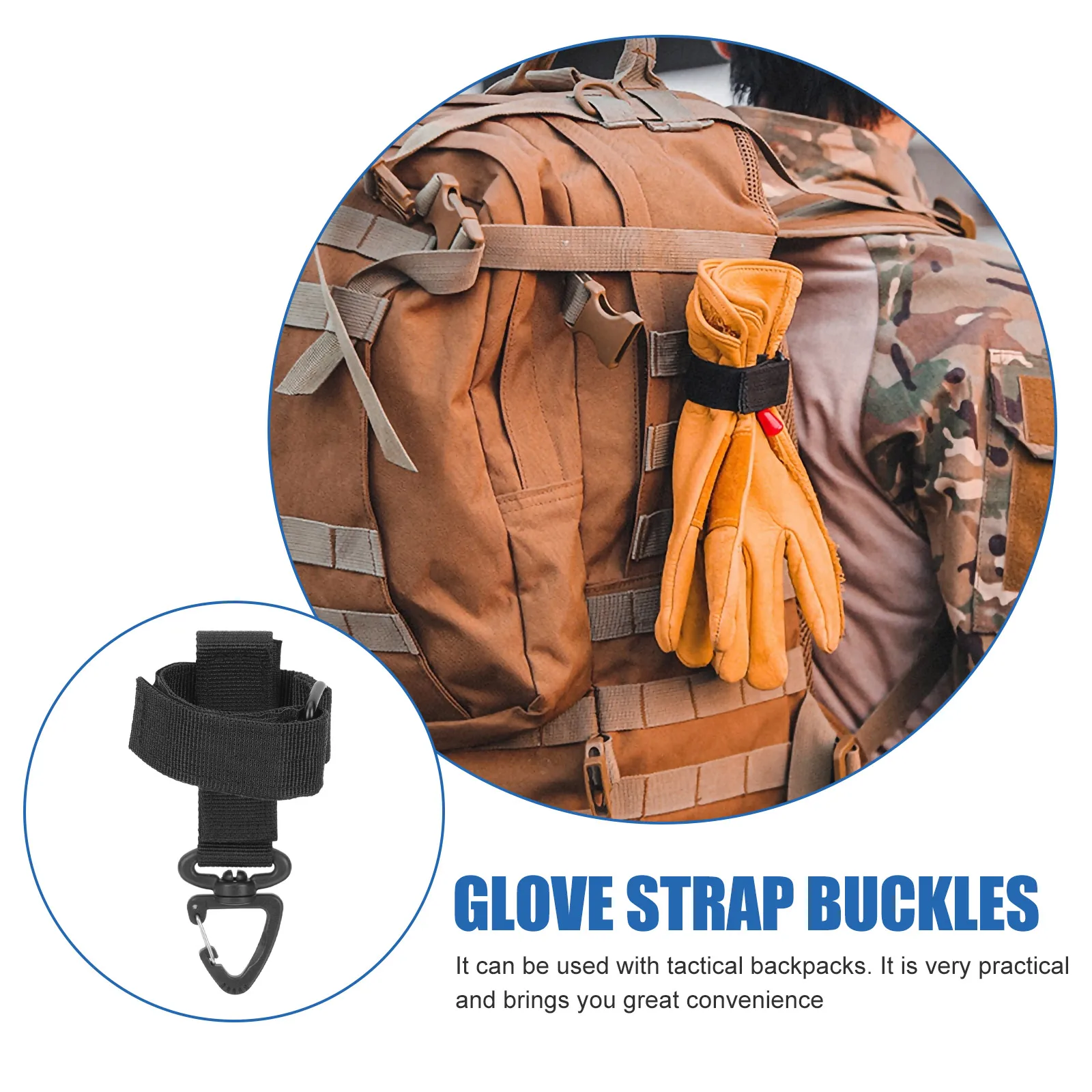 

2Pcs Glove Buckles Wear-Resistant Oxford Cloth Multi-Function Outdoor Camping Hiking Climbing Glove Holder Strap