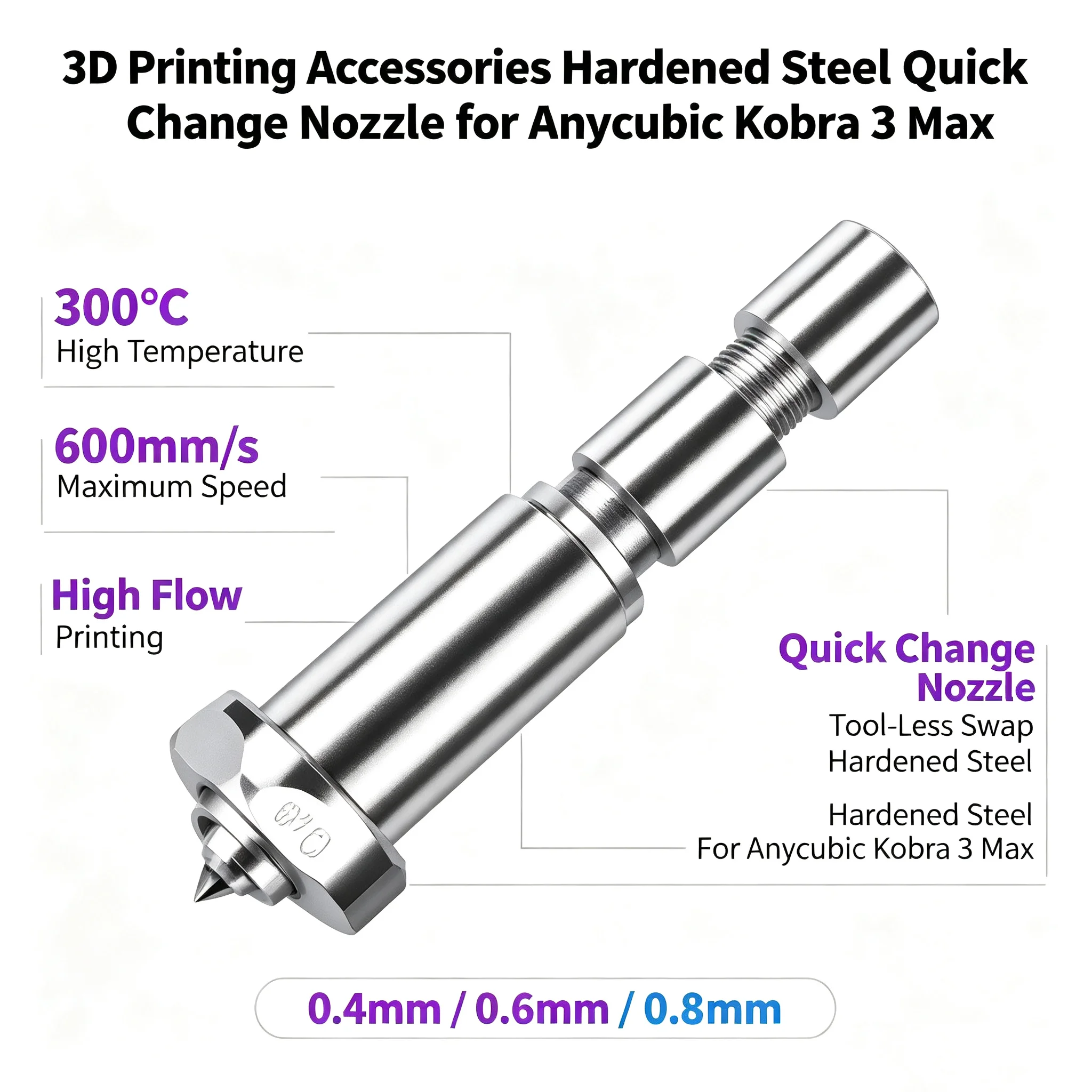 Nozzle 0.4Mm Hardened - Bicos Hotend Bimetálicos para Anycubic Kobra