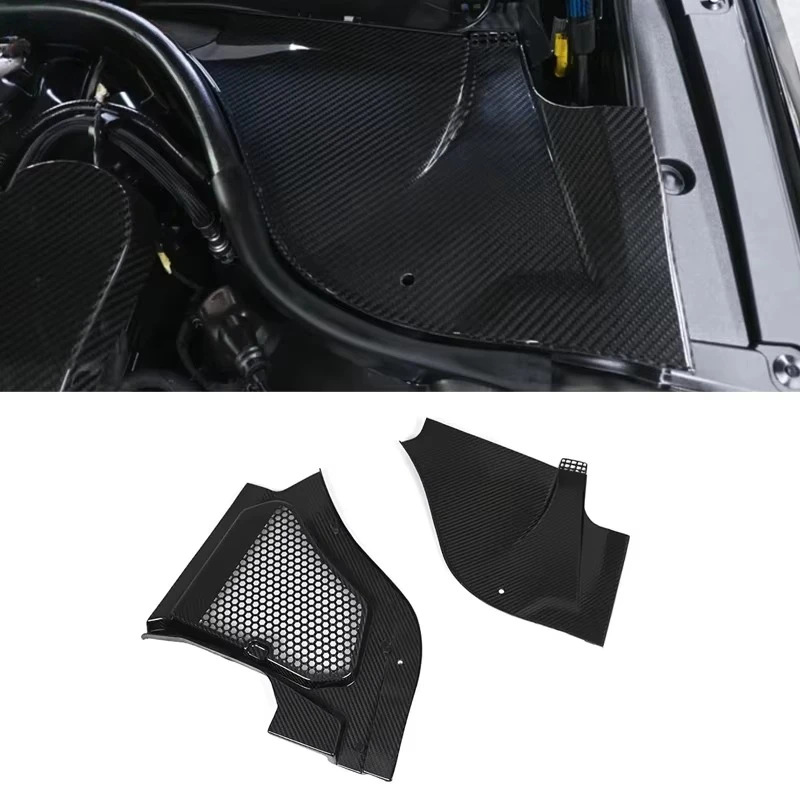 

For M5 G90 G99 Dry Carbon Fiber Engine Bay Mesh Covers Top Corner Panels Cover Engine Panel Trim