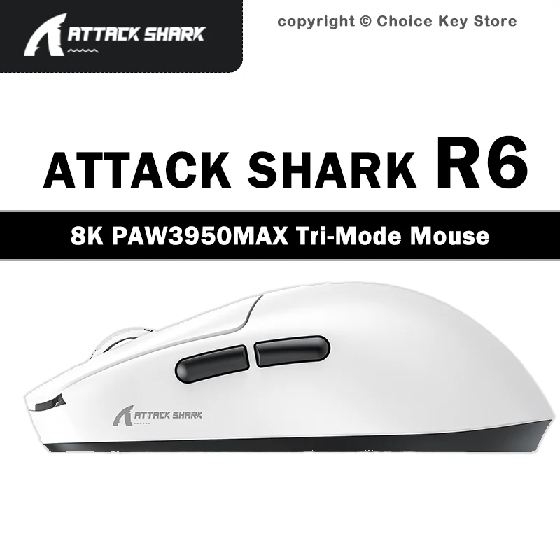 ATTACK SHARK R6 8K Wireless Gaming Mouse PAW3950MAX 42K DPI 38g Lightweight Tri-Mode Bluetooth 2.4G Wired Professional Mouse