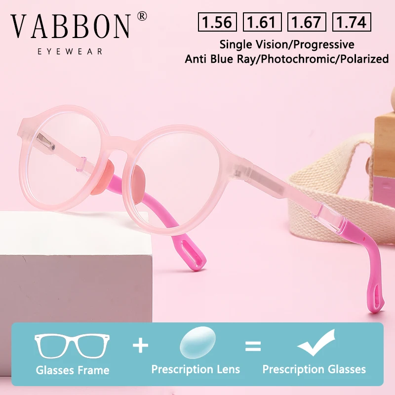 

Vabbon Fashionable Youth Prescription Glasses Kidsren's Tr Silicone Goggles Anti-Blue Light Optical Glasses Customizable Myopia Glasses Photochromic Glasses Tr201