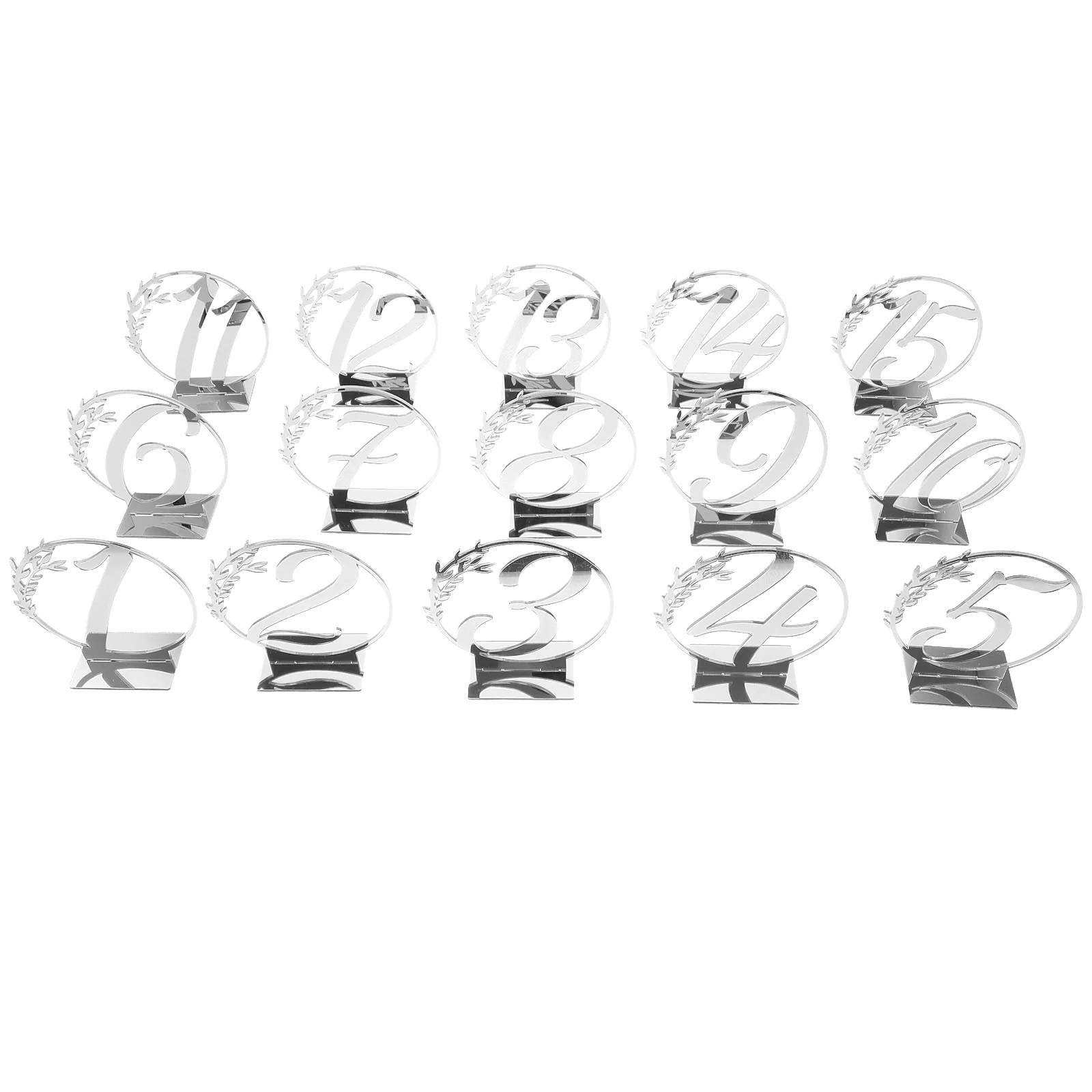 

15 Pcs Acrylic Wedding Table Number Signs Elegant Reusable Plates BT089 Silver Double Sided Restaurant Banquet Decor