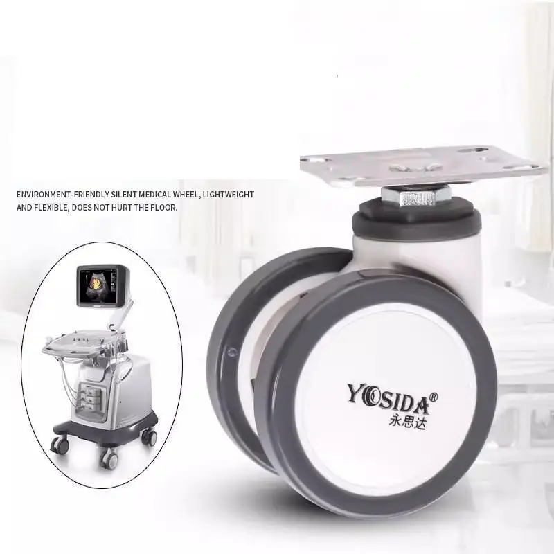 

2 Pcs/Lot 3 Inch All Plastic Medical Caster Silent Black And White Double Wheel Beauty Instrument Ventilator Universal