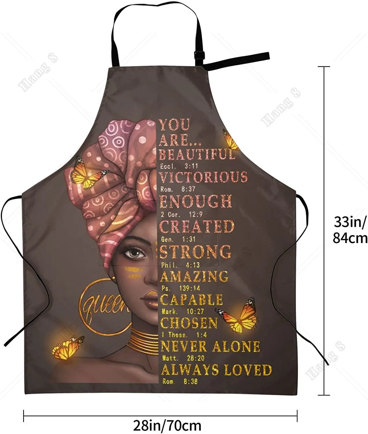 Afro Woman Apron Black Girl Kitchen Aprons With Pocket Adjustable Neck For Women Chef Bbq Cooking Gardening Home 33x28inch