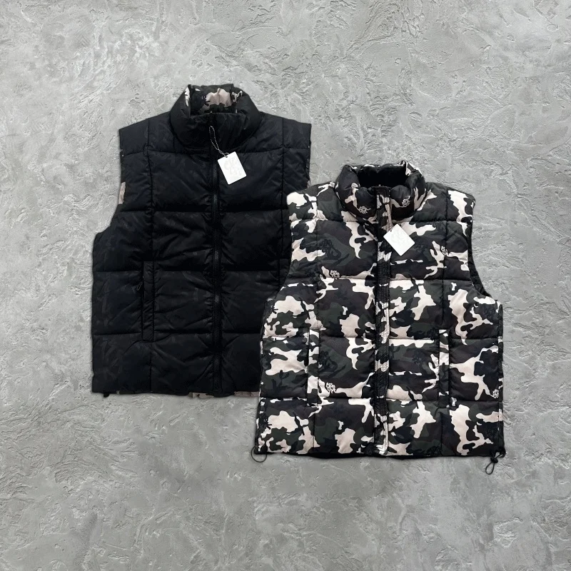 

Mertra Camouflage Jacket Fashion Women Men Wear Down Reversible sleeveless jacket Retro Winter Warm Zipper Coat Tops Clothes