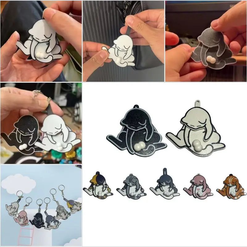 Gato jugando EGGS Llavero de juguete divertido ¿Qué pasa? Gato: "Cosas son mis maní" Sin electricidad Juguetes creativos para amigos