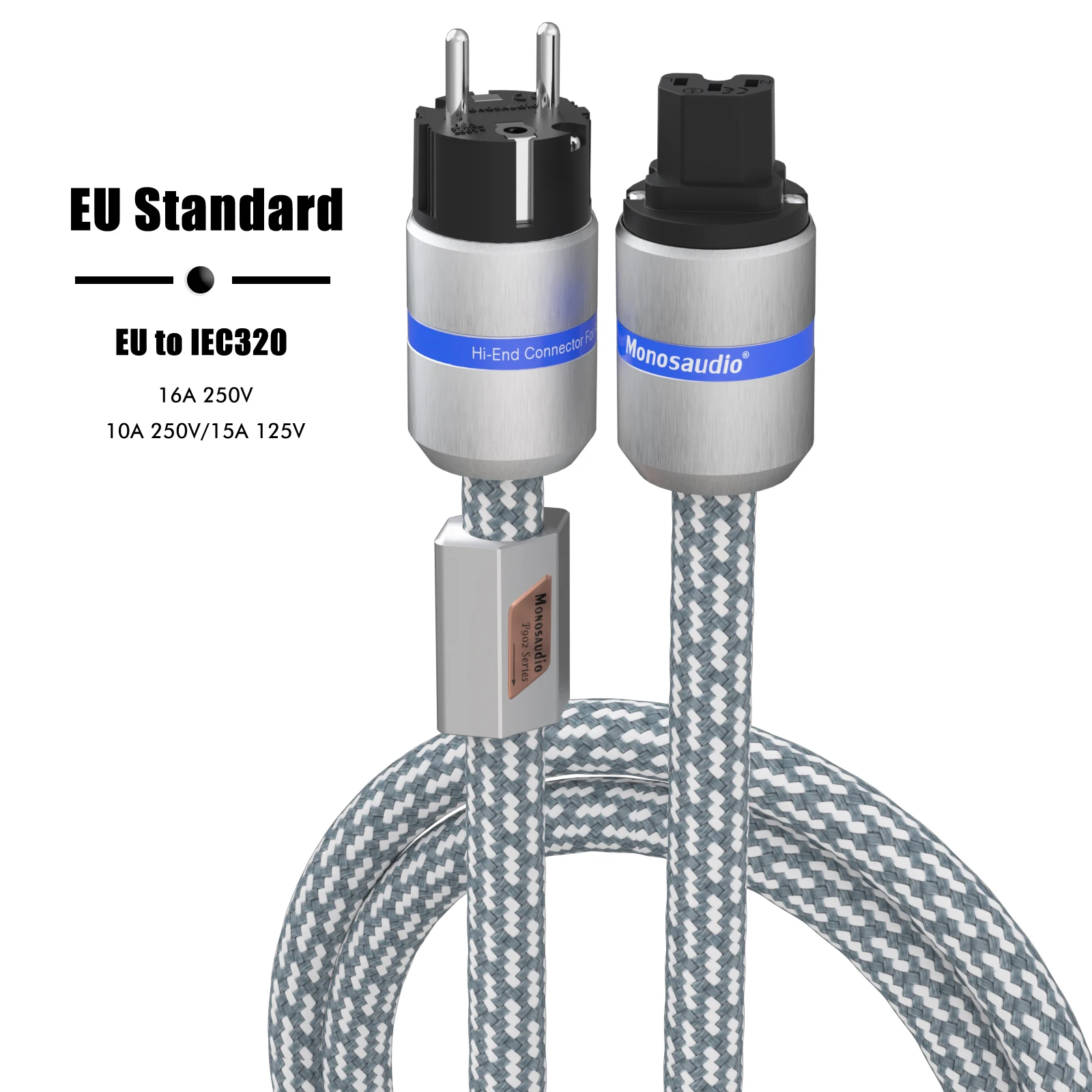 Hifi Monosaudio P902 5.5square EU/US/AU AC Power cord Cable With Rhodium Plated Plug Amplifier Filter Power Cable