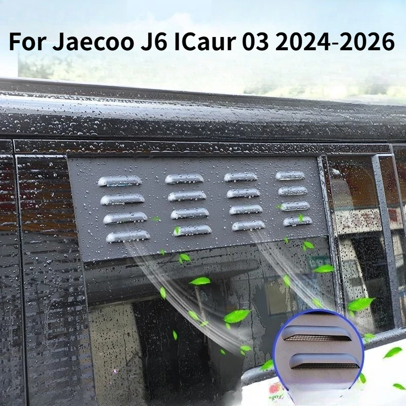 For Jaecoo J6 ICaur 03 2024‑2026 Car Camping Side Window Vent Louver Insect‑Proof Bug Mesh Ventilation Exterior Mod Parts