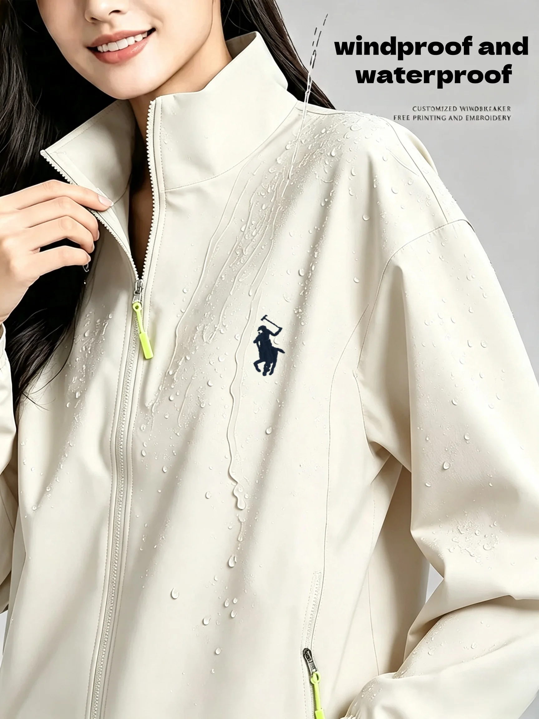 2026new high-end brand men's women's long sleeve zipper jacket autumn fashion exquisite Embroidery waterproof wear-resistant top