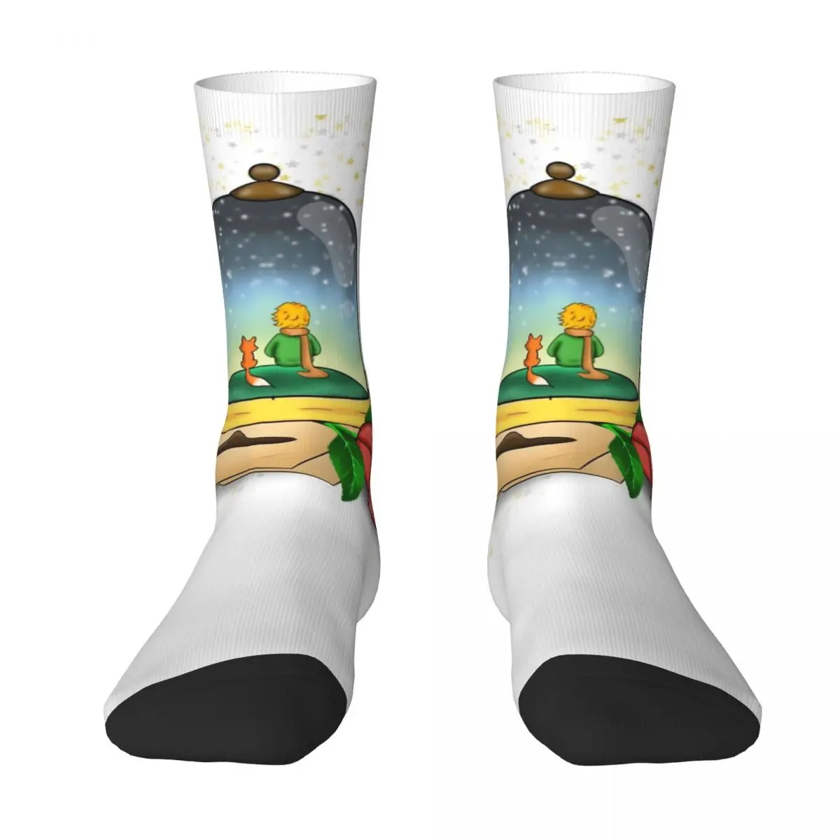 The Little Prince Socks foxes a rose Trendy Stockings Men's Comfortable Climbing Socks Winter Design Anti Skid Socks