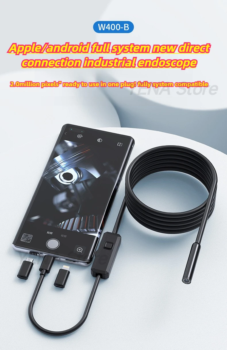 

2025 Endoscope Camera 2m Mini Snake Sewer Industrial Pipe Pipe Endoscope Car Inspection Endoscope PC USB Android Type C