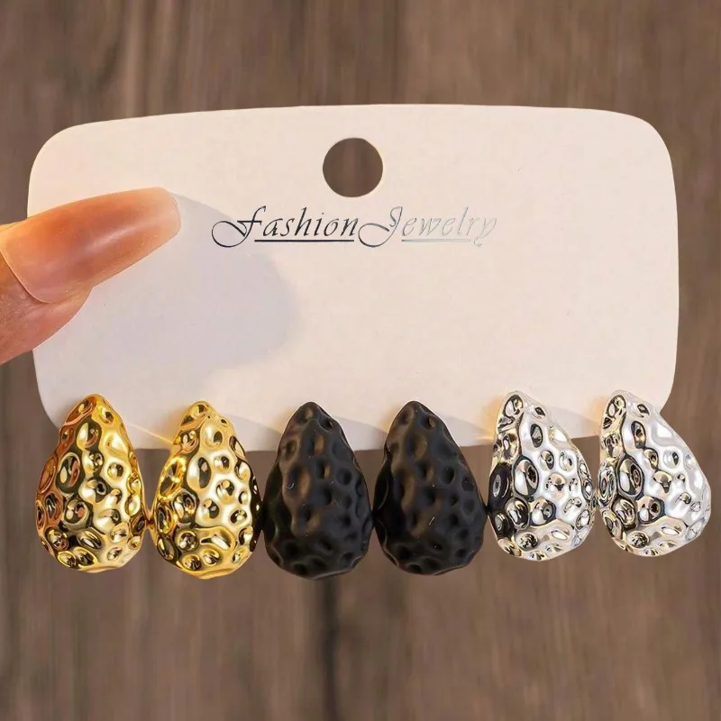 French Retro Earrings, Classic and Fashionable Water Droplet Shaped Women\'s Earrings, Versatile Earrings
