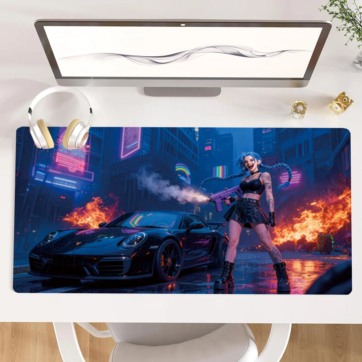 

Большой коврик для мыши, игровой коврик для мыши XXL, аниме, спортивный автомобиль, противоскользящая резиновая основа, прецизионный настольный коврик с подшивкой для компьютера/офиса