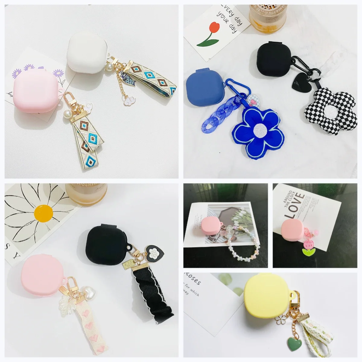 For Soundcore P25i / P20i / P30i Case Fashion Flower Pendant Lanyard/ Cute Bear Silicone Earphone Cover for Soundcore P20i cover