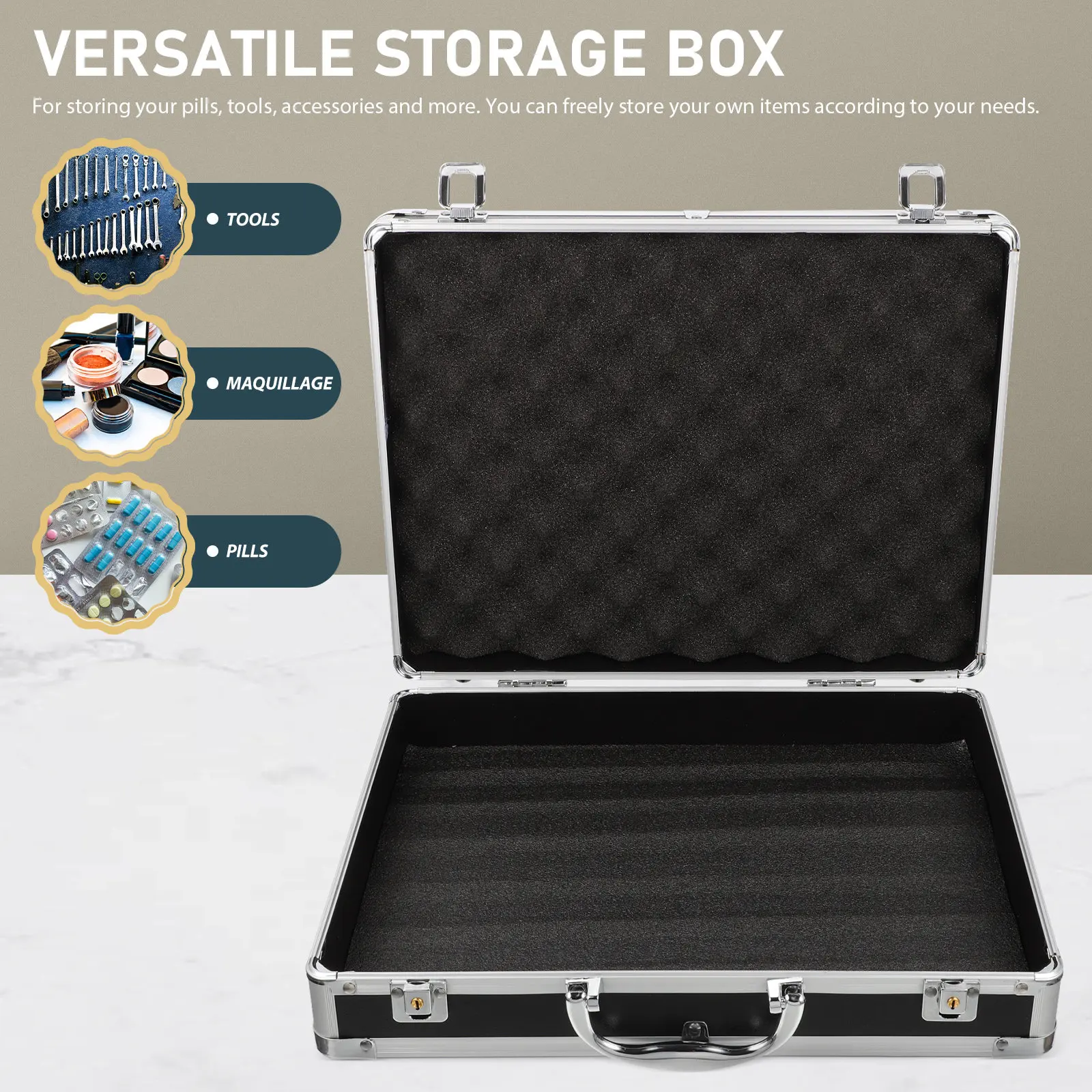 1Set Aluminum Alloy Multi-Purpose Storage Box Heavy Duty Portable Medicine Tool Emergency Kit Large Capacity Household First Aid