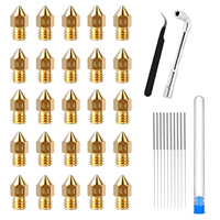 25PCS MK8 Nozzles 3D Printer Brass Hotend Nozzles with Tools for Creality Ender 3/Ender 3 Pro/Ender 3 Max/5 Pro/CR10 Serie