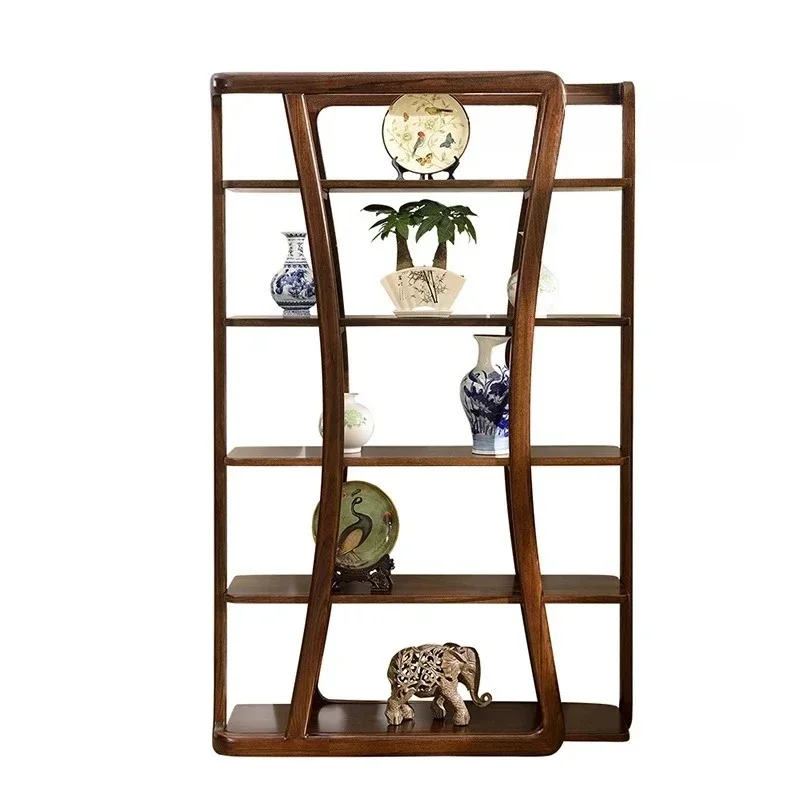 

N Minimalist Black Walnut Solid Wood Antique Shelf Pure Partition Living Room Shelf Modern Minimalist Porch Cabinet