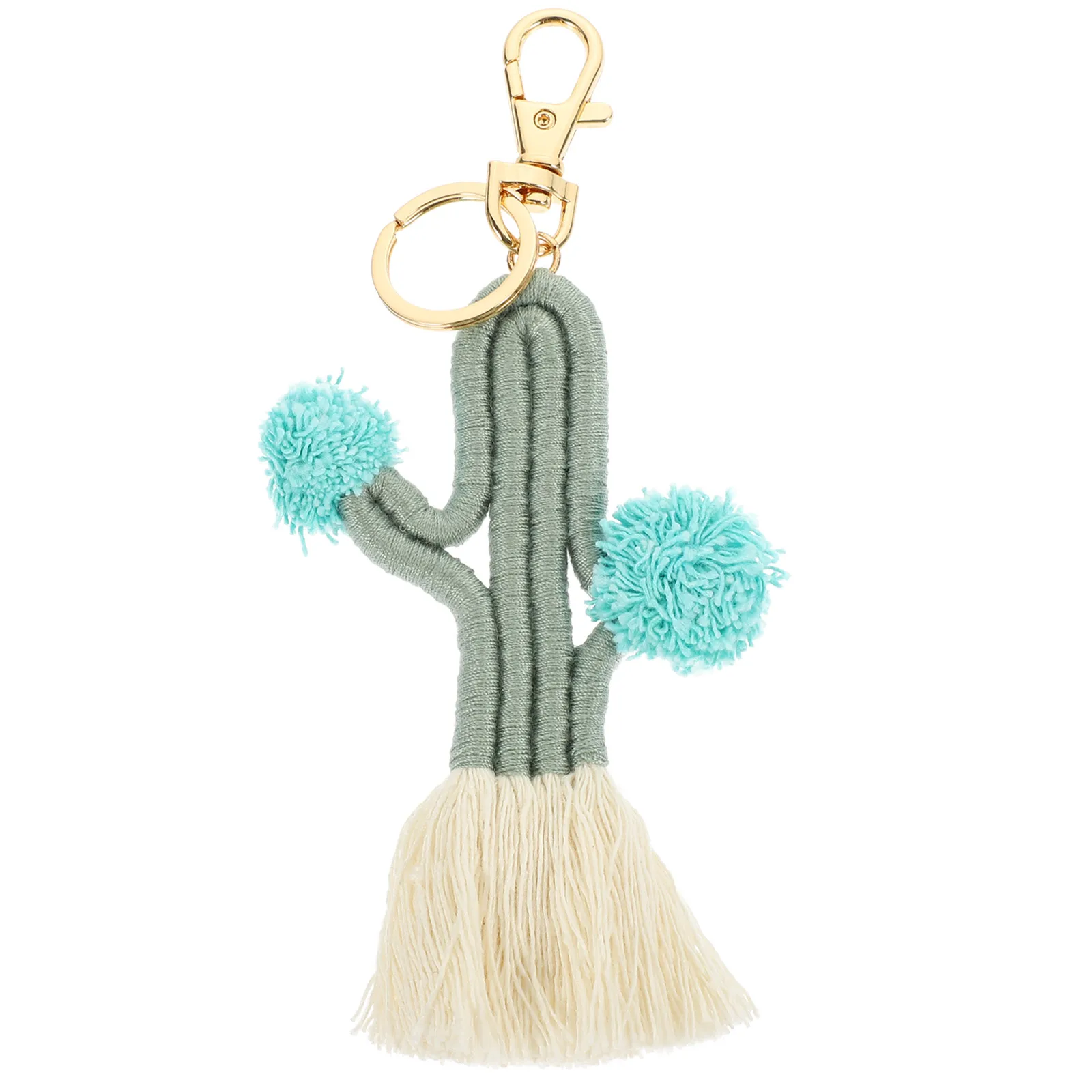 

Cactus Keychain Unique Accessory Macrame Zinc Alloy Keyring Pendant Lanyard Tassel Boho H woven Bag Hanging Decor