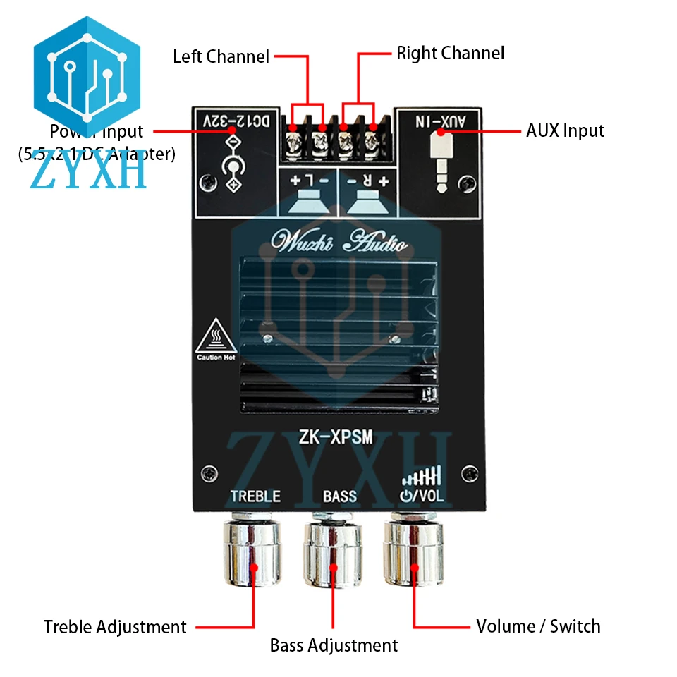 TDA7498E Bluetooth-compatible 5.0 Audio Amplifier Board 150W*2 AUX Stereo Bass Treble Subwoofer HiFi 2.0 Channel AMP For Speaker