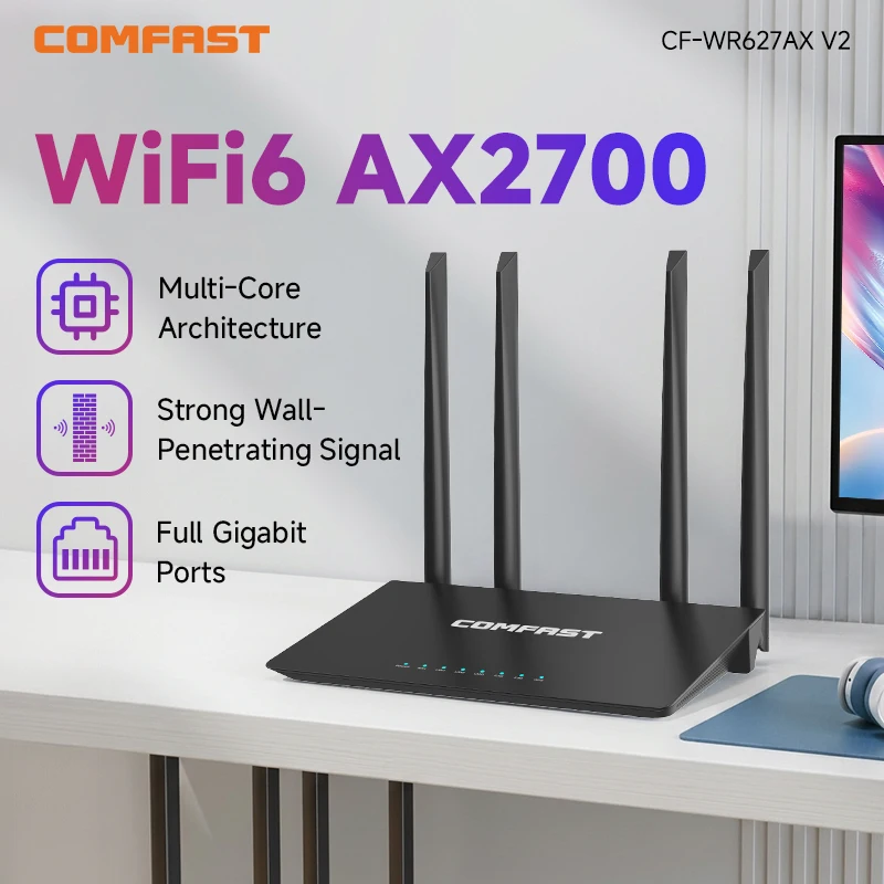 COMFAST AX2700 Wifi 6 Mesh WIFI Gigabit Router 2.4G/5GHz Dual-Band WIFI6 Wireless Signal Amplifier Booster WiFi Repeater