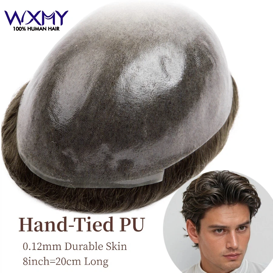 

Toupee Men Hand-knotted Skin Base Durable Man Wig Male Hair Prosthesis Natural Human Hair Wigs For Men Half Wigs Daily