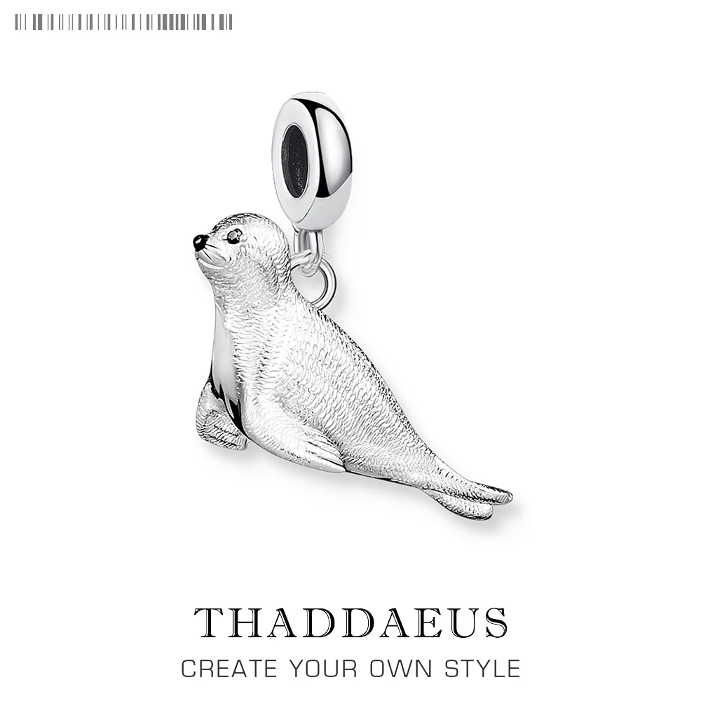 

Sea Seal Pendant Bead Dangle Charm For Women Men DIY Jewelry Cute Ocean Gift Real 925 Sterling Silver