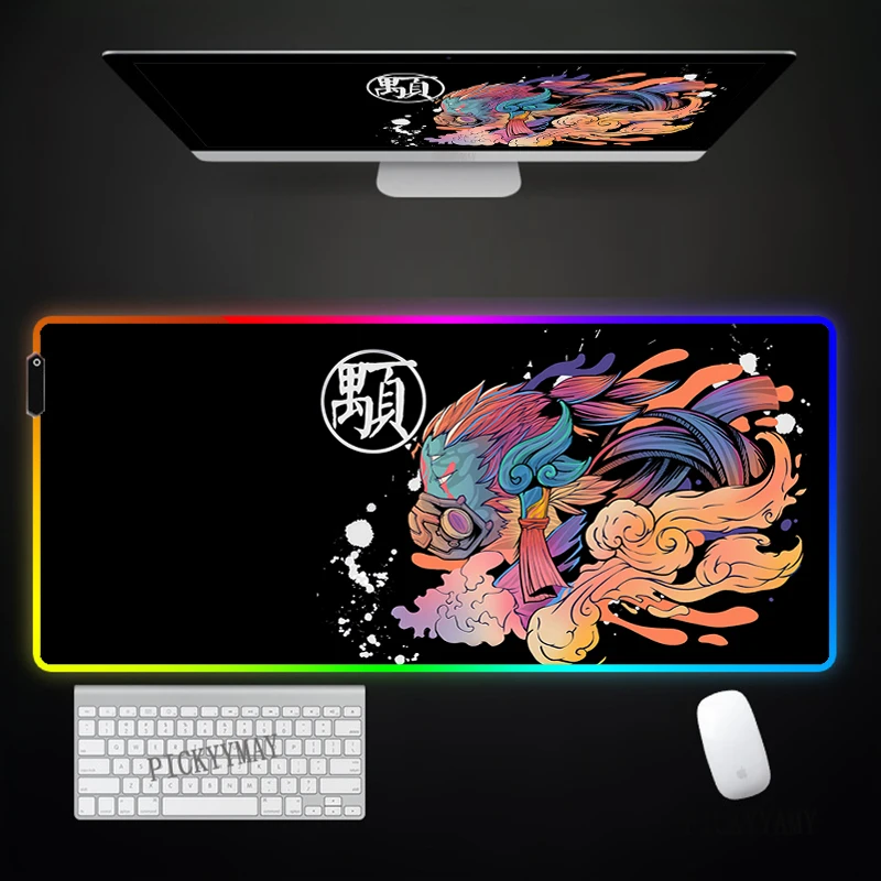 Chinese Element Design Large RGB Mouse Pad Gaming Mousepads LED Mouse Mat Gamer Desk Mat Rubber Table Rug With Backlit Desk Pads