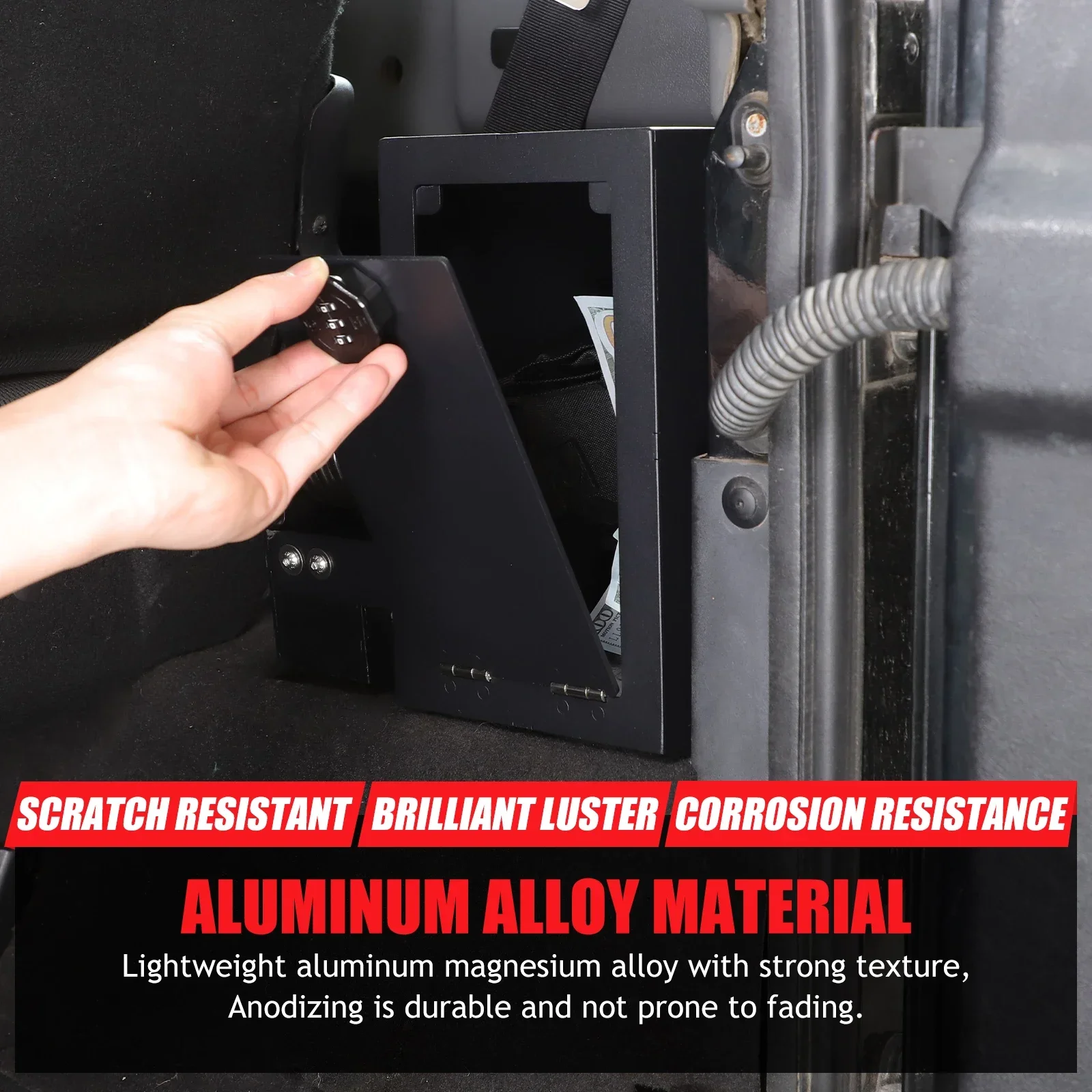 

Aluminum Alloy Car Trunk Right Storage Safety Box For Land Rover Defender 2004-18 Trunk Storage Password Locker Box Accessories