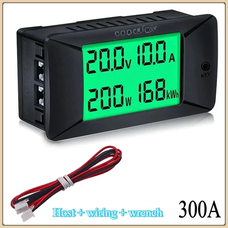 DC 0-300V 300A Voltmeter Ammeter Car Battery Tester KWH Electricity Energy Voltage Power Meter Monitor 12v 24v 48v 96v + Shunt