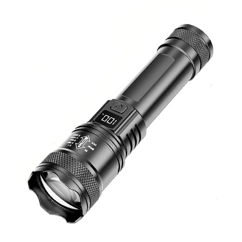 Ultraheldere LED-zaklamp 2000LM Type-C Oplaadbare lange afstand zoom tactische zaklamp Outdoor noodcamping Vissen Lantaarn