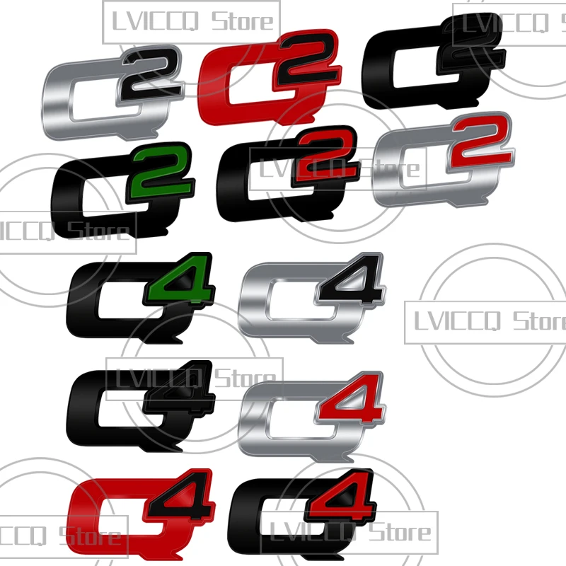 Emblema de coche 3D de Metal Q2 Q4, insignia con logotipo, calcomanías para el cuerpo, pegatina para Alfa Romeo Giulietta Giulia 952 Mito 955 Stelvio Junior 966 GTS 159
