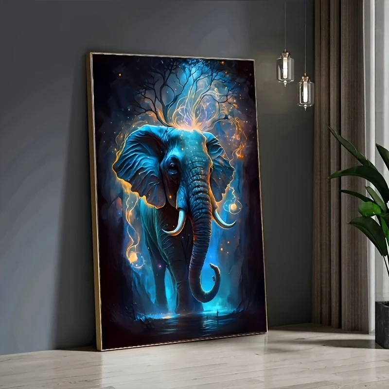 Abstract Blue Elephant Poster and Prints Graffiti Africa Wild Animal Canvas Painting Wall Art Picture for Living Room Home Decor