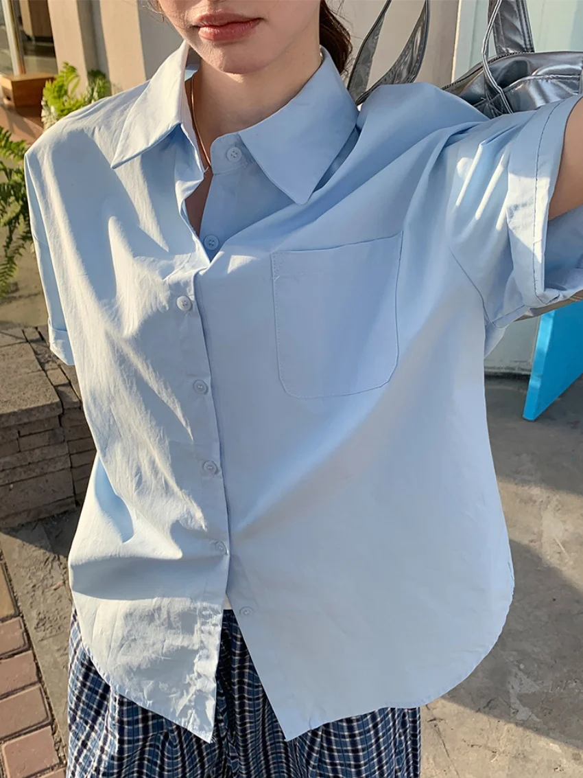 Alien Kitty 5 Colors Women Minimalist Shirts Chic Loose Short Sleeve Gentle Summer All Match Streetwear Daily Fashion New