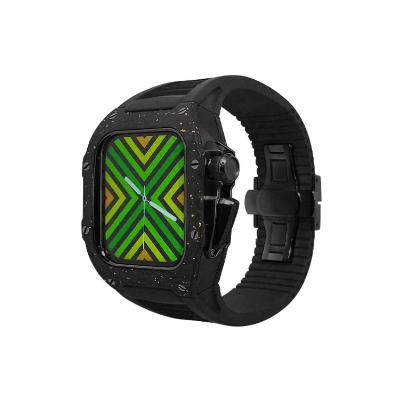 Personalizado De Fibra De Carbono Capa Protetora, Kit De Modificação De Titânio Para Apple Watch, Moda De Luxo