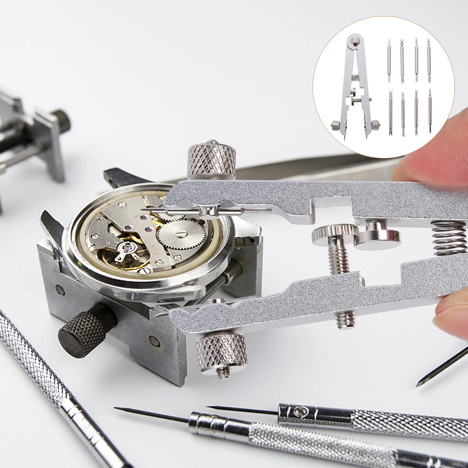 

1 set Watch Repair Tool Kit Spring Bar Plier Alloy Steel Strap B Remover Adjustable Lug Fork Heads Lightweight Durable Portable