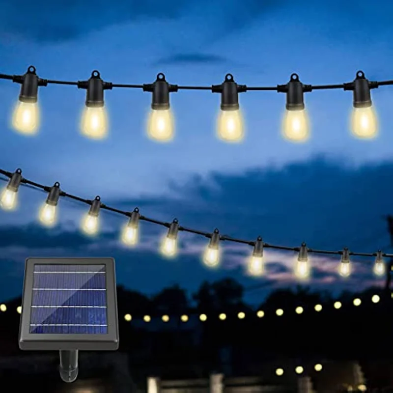 

Solar String Lights Outdoor Waterproof Patio Hanging Shatterproof Edison Powered for Balcony Backyard lamparas exterior potentes