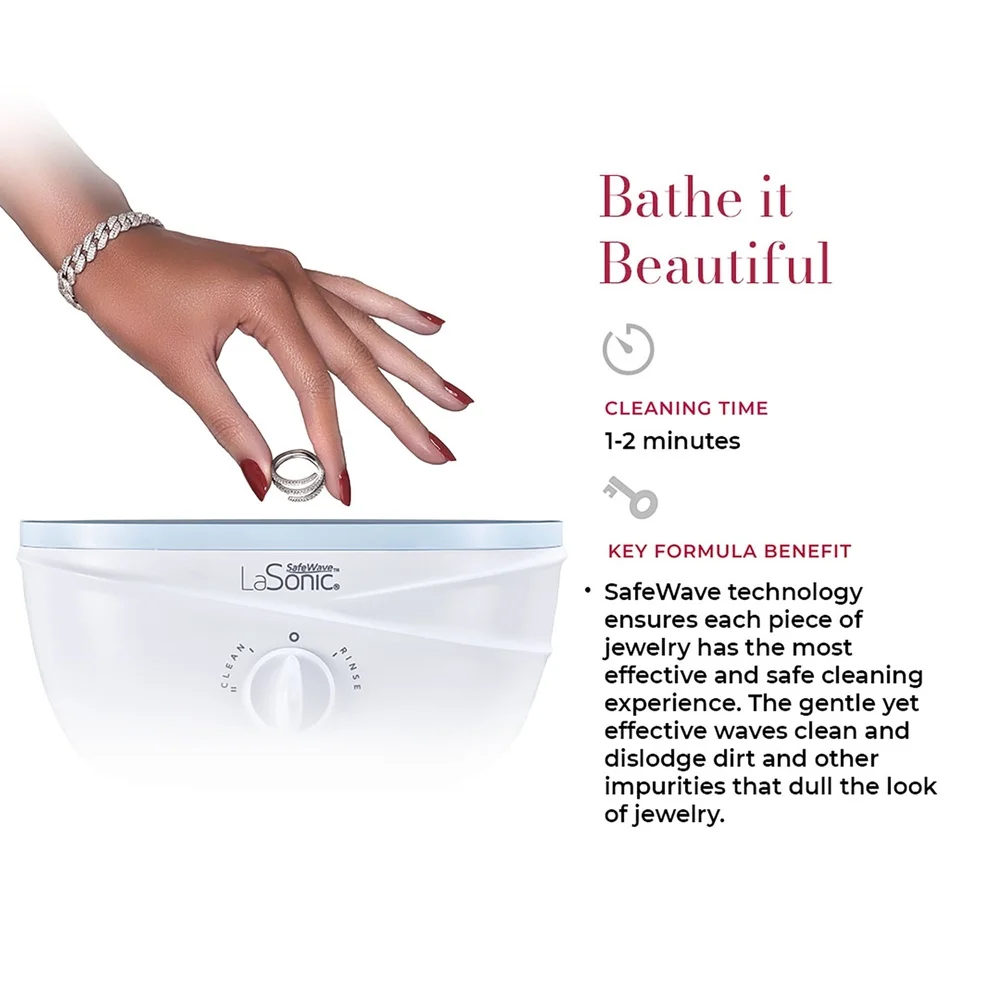 Professional Sonic Jewelry Cleaner Machine Dual Tanks Efficient Cleaning Gold Platinum Diamonds Gemstones Easy View Lid