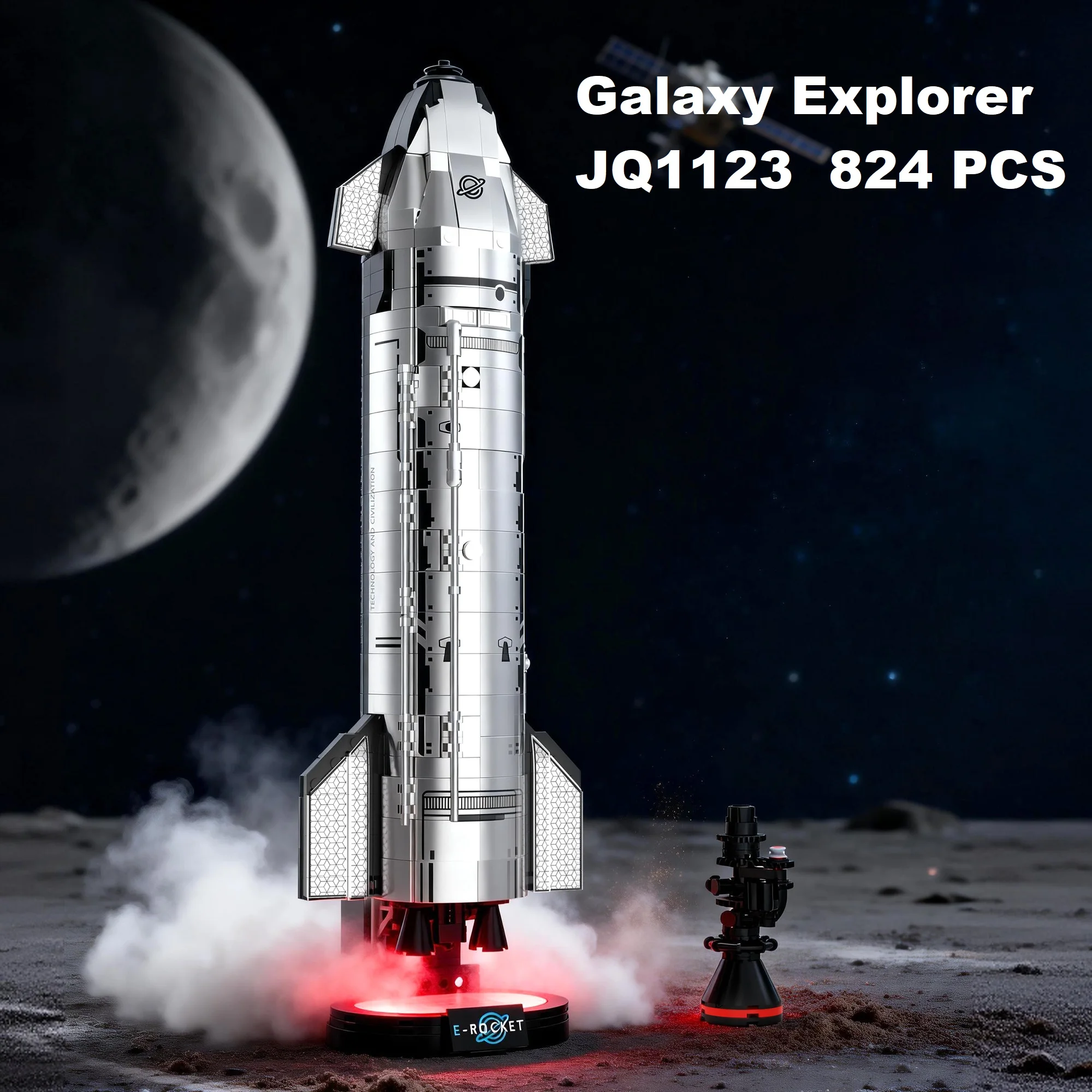 

Набор для сборки ракеты Galaxy Explorer (824 детали), развивающая игрушка MOC, фигурка космонавта для детей, модель JQ1123