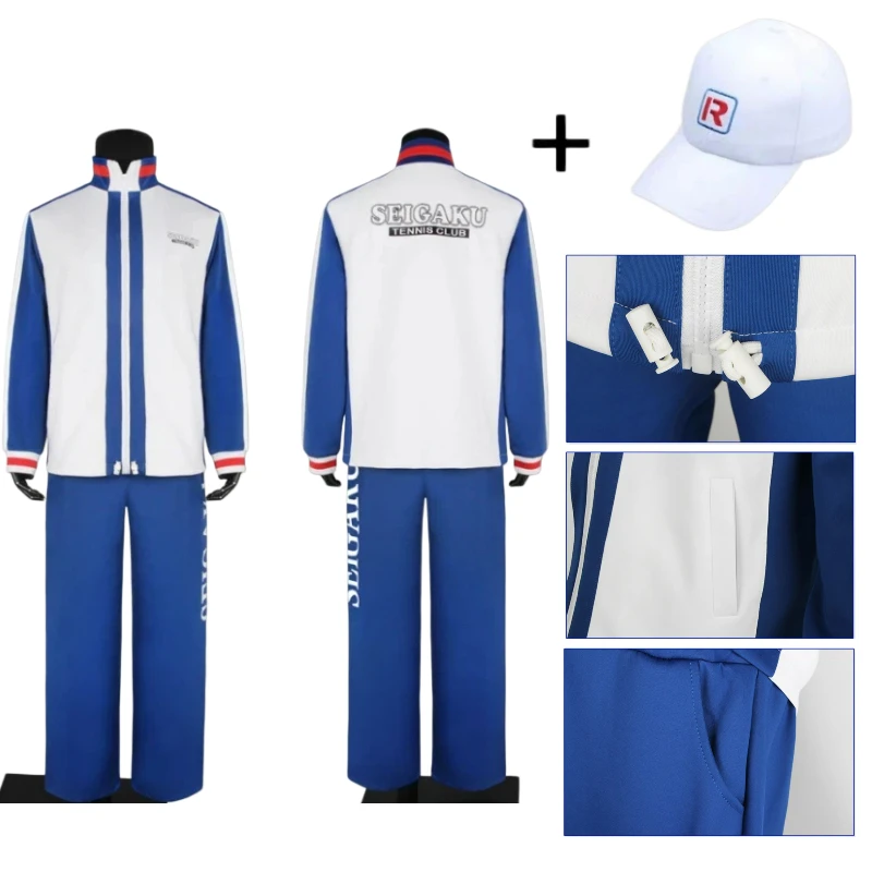 

Ryoma Echizen Sportswear Set Women Men Anime Cosplay Costume Prince School Coat Pants Cap Uniform Suit for Halloween Party