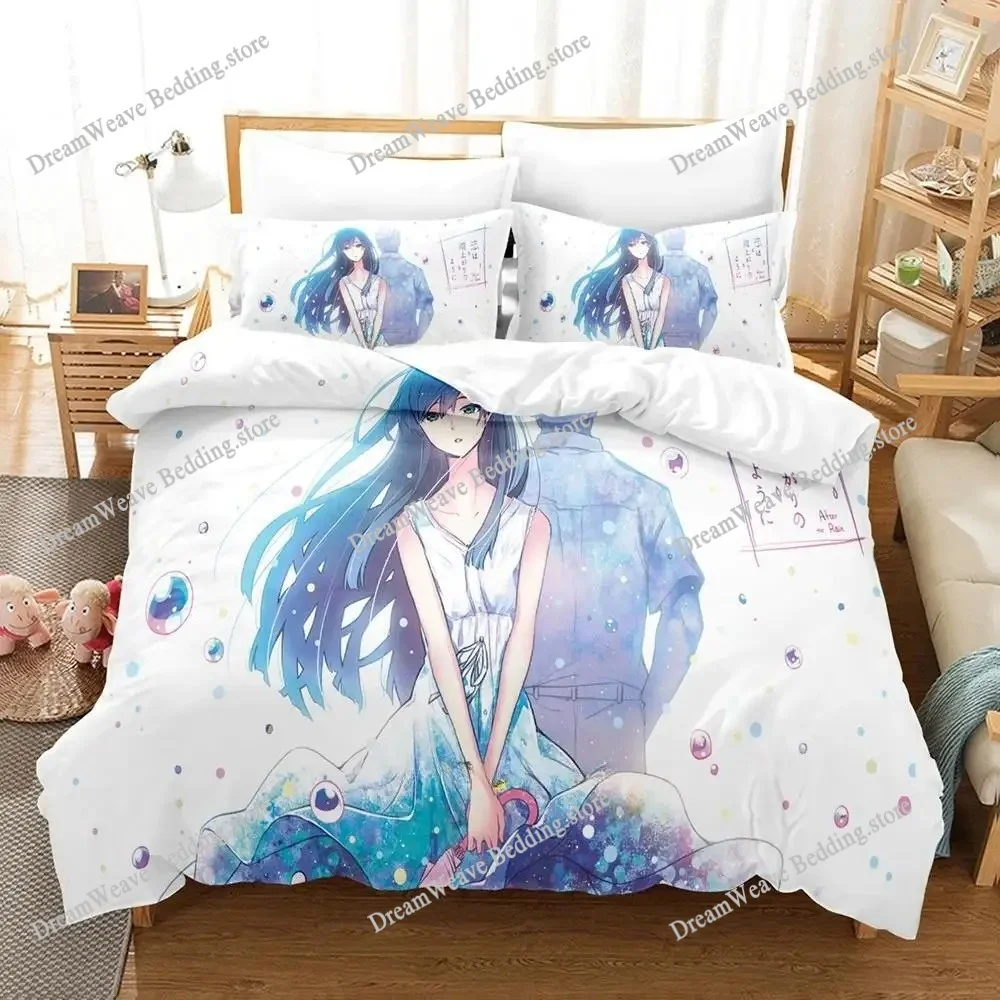 

After The Rain Luxury Bedding Set Japan Anime Cartoon Duvet Cover Set Comforter Bedspread Twin Single Size Printed Home Textile