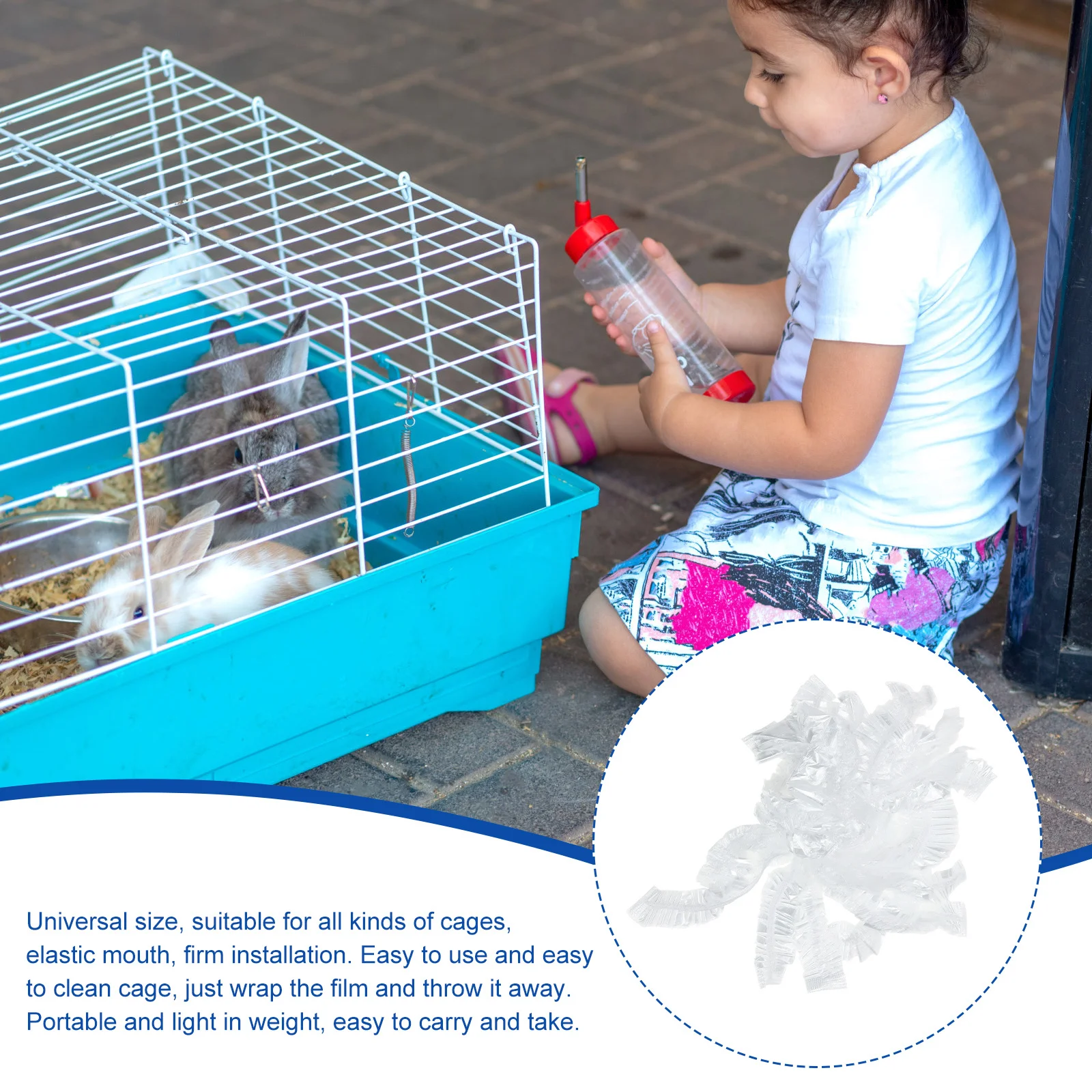 

20Pcs Disposable Rabbit Cage Plastic Film for Cage Tray Leak Proof Design Easy Replace Keeps Home Clean Pet