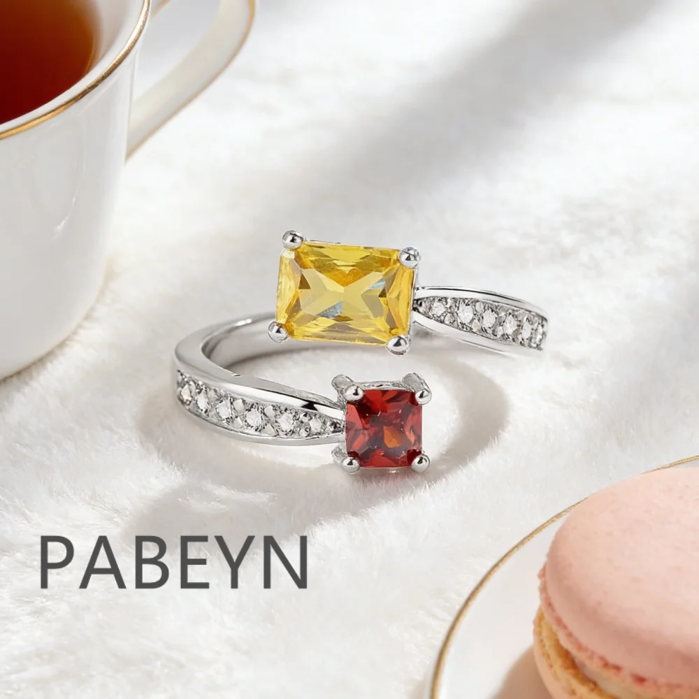 

Стильное простое кольцо из стерлингового серебра 925 пробы с цветным цирконом в форме сахарного кубика, подарок на день рождения, годовщину, вечеринку