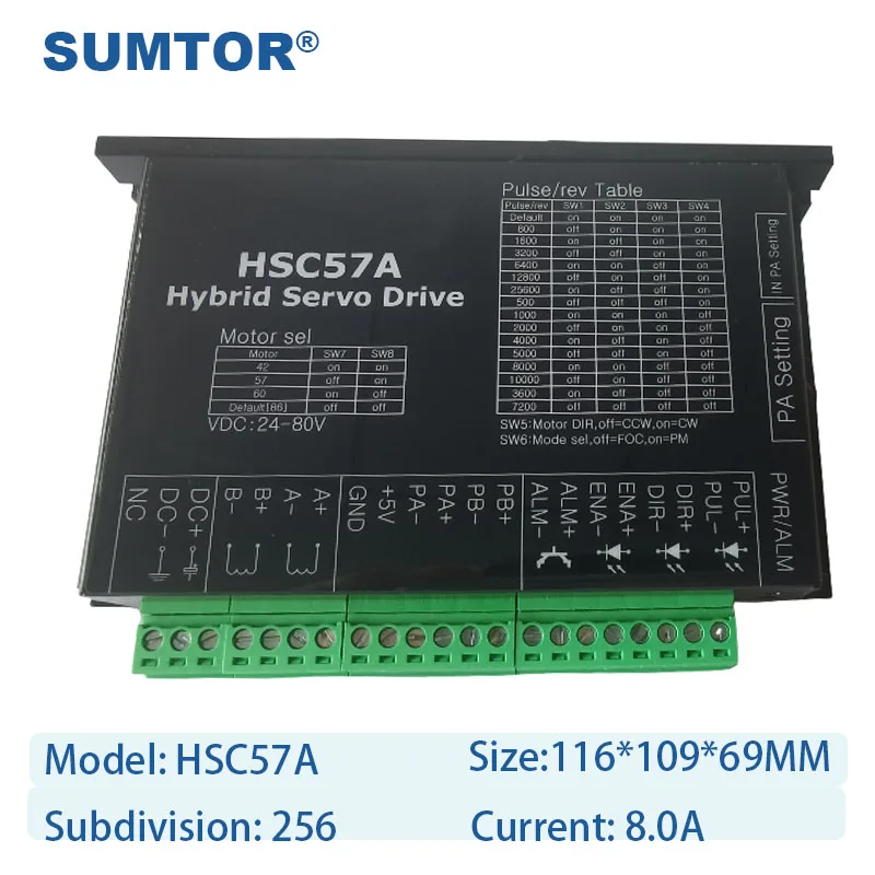 57HS112ESS Grande Torque 3N.m SUMTOR Alta Qualidade Nema 23 Motor de Passo de Circuito Fechado e Driver para Máquina CNC