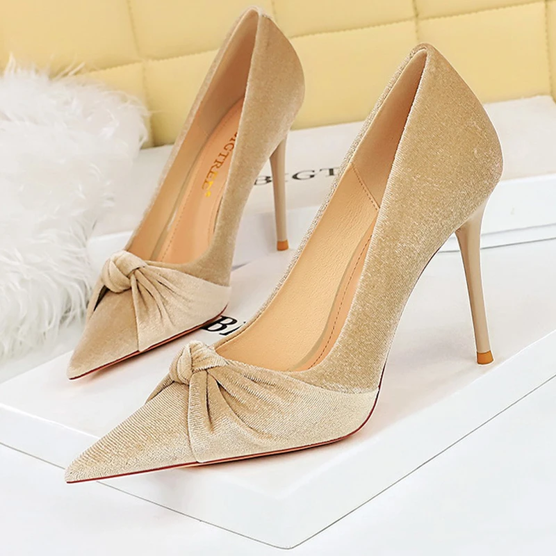 BIGTREE Shoes Bowknot Suede Women Pumps Fashion New High Heels Pointed Stilettos Women Heels 2024 New Design Pumps Plus Size 43