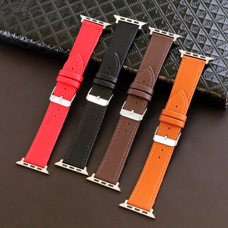 *new style*Soft Genuine Leather strap Loop Strap For Apple Watch 8 7 6 4 3 2 1 Thin  5 38mm 40 41mm 42mm 44mm 45mm