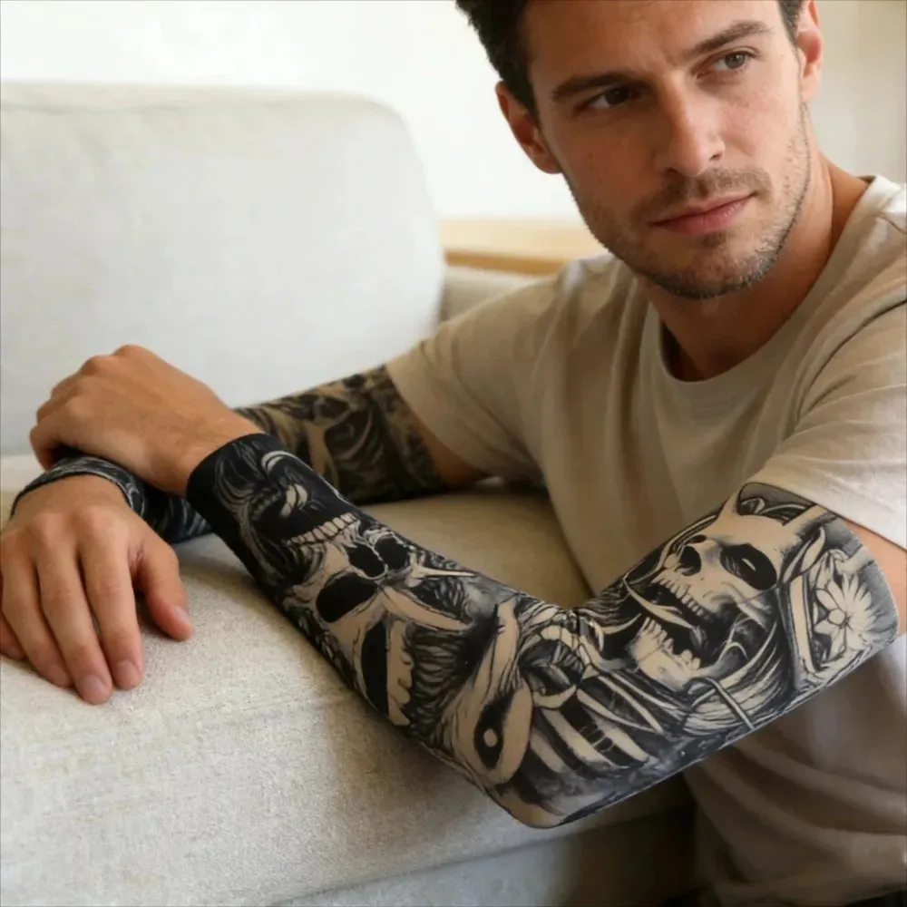 2Pcs Summer Sun Protection Arm Sleeves, Breathable Seamless Cooling Tattoo Arm Covers, Outdoor Sports Accessories