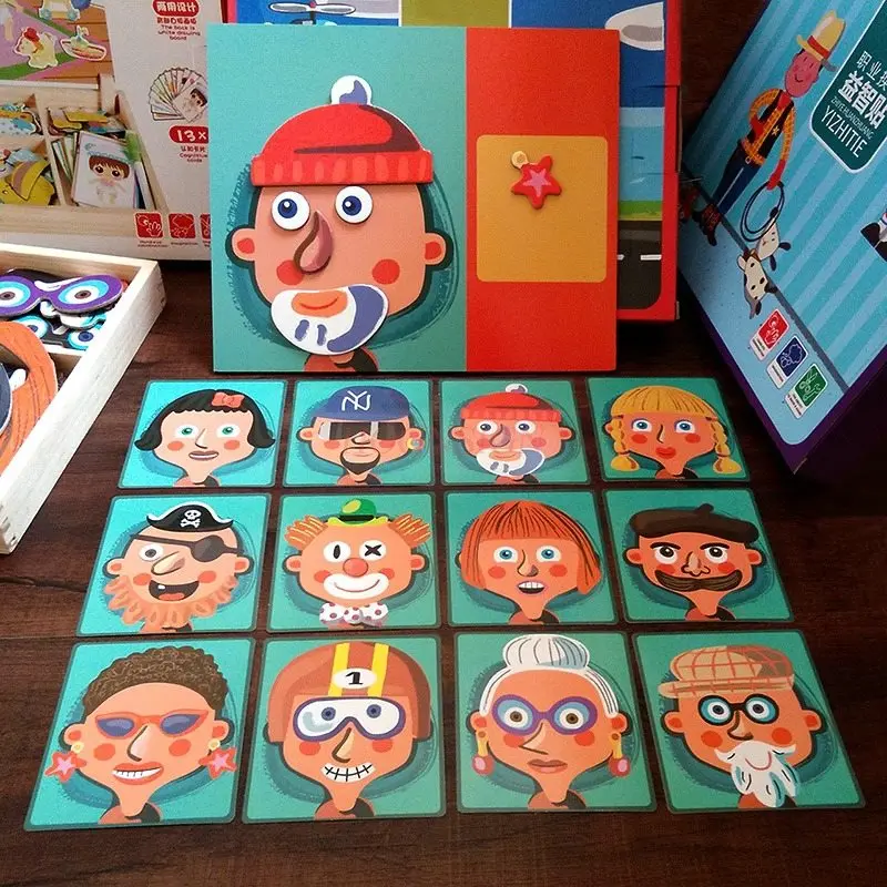 1box Children's early education puzzle magnet book scenario magnetic tile collage music toy